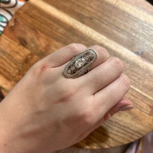 YGI Cubic Zirconia Ornate Sterling Silver Ring- Rare